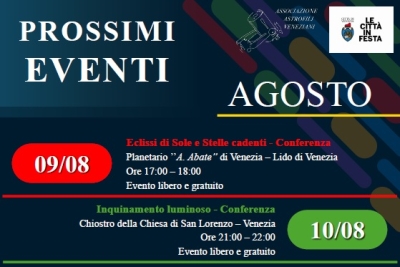 Conferenze Associazione Astrofili Veneziani agosto 2026