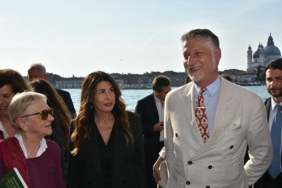 La consigliera Pea alla presentazione del libro “Antico presente” di Alessandro Giuli alla Casa dei Tre Oci alla Giudecca.