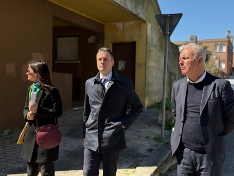 Venturini in visita al cantiere per l'efficientamento energetico di due condomini in via Pertini a Mestre