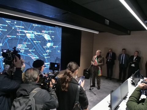 Il sindaco Brugnaro all'inaugurazione della nuova Centrale Operativa ACTV 