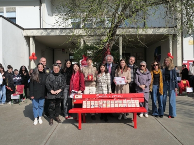 Damiano all'inaugurazione Panchina Rossa a Favaro Veneto