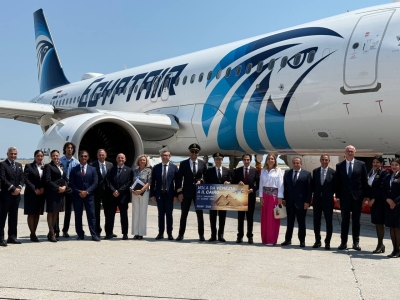 L'assessore Peruzzo Meggetto all'inaugurazione primo volo EgyptAir per il Cairo dall'aeroporto Marco Polo di Venezia