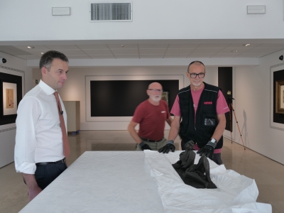 Muvcec allestimento Mostra Candiani sopralluogo sindaco