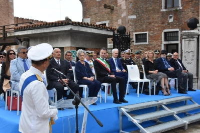 Il sindaco di Venezia, Simone Venturini, alla celebrazione della Giornata della Marina Militare.