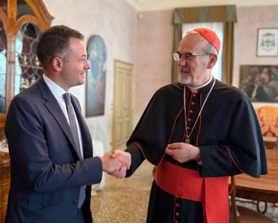  il sindaco Simone Venturini ha portato il saluto della comunità veneziana al cardinale Pierbattista Pizzaballa