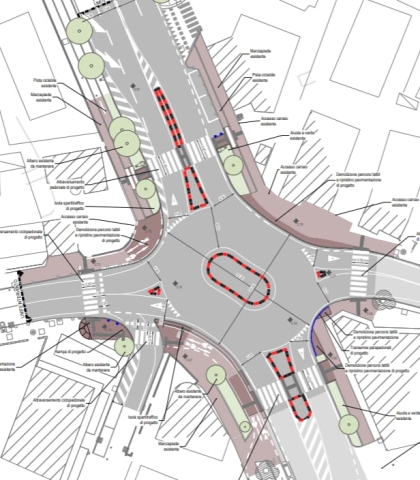 Rotatoria sperimentale di via Vespucci e via Bissuola a Mestre
