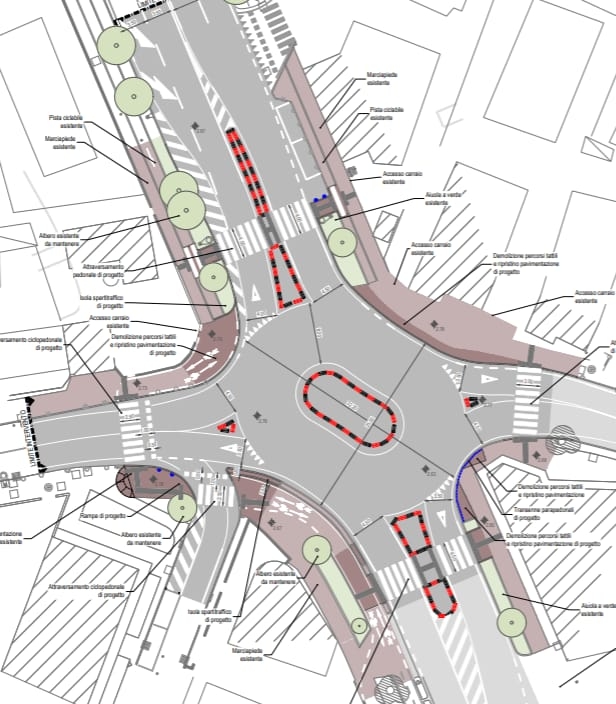 Rotatoria sperimentale di via Vespucci e via Bissuola a Mestre