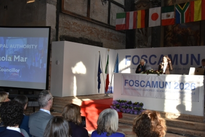 L'assessore Mar alla cerimonia di apertura di Foscamun 2026